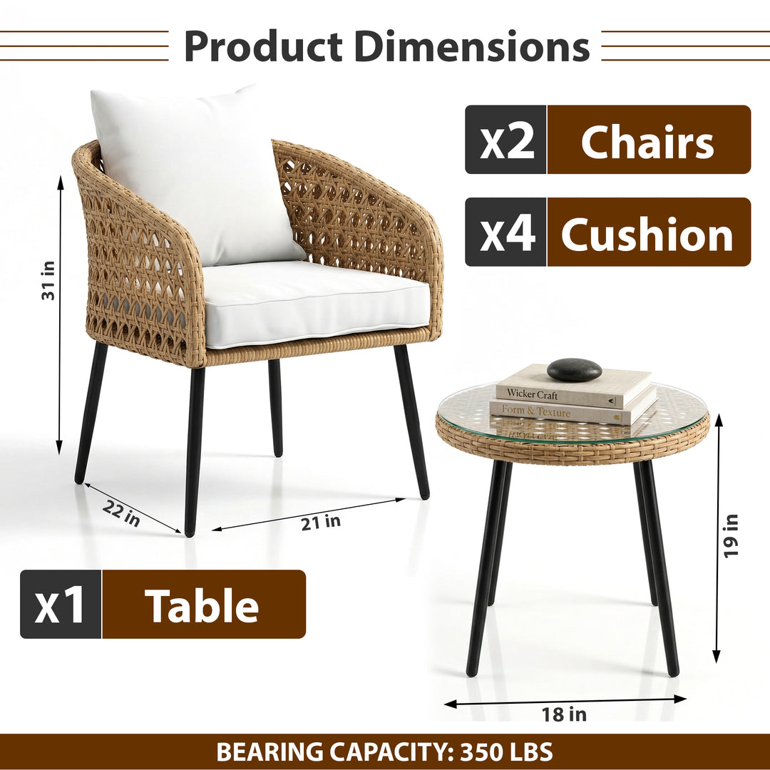 Yuri Outdoor Patio Seating Set 2 Chairs and 1 Table Set (Honey)