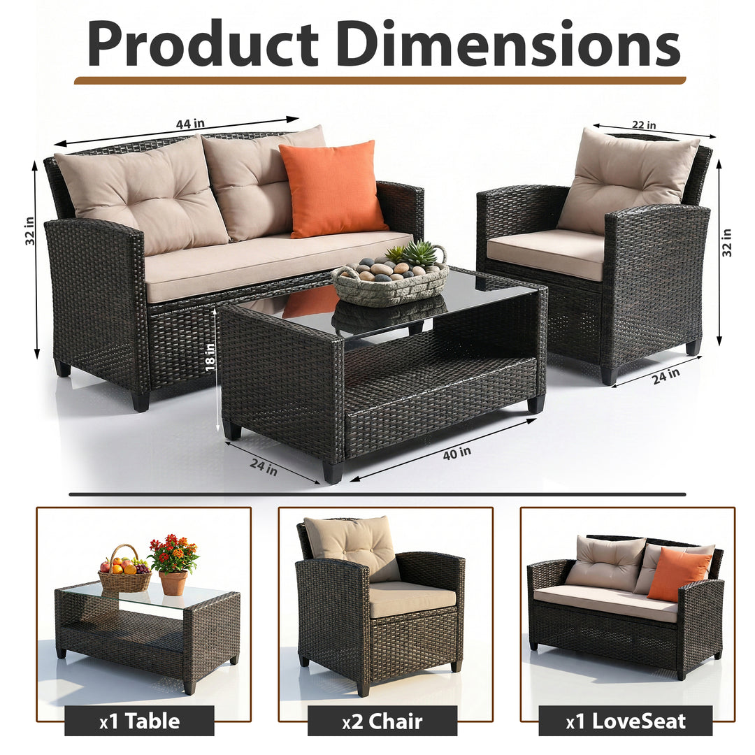 Amada Outdoor Sofa Set 2 Seater , 2 Single seater and 1 Center Table Set (Brown)