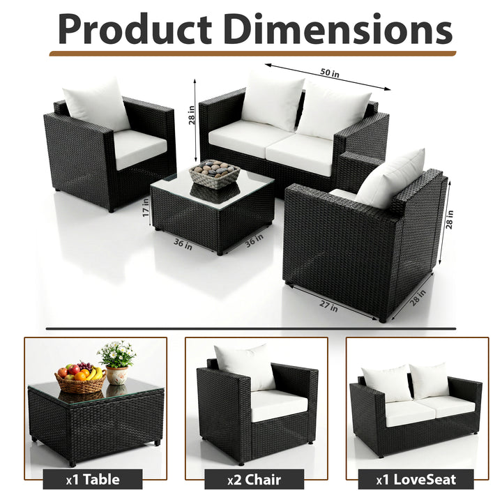 Calmo Outdoor Sofa Set 2 Seater , 2 Single seater and 1 Center Table Set (Black)