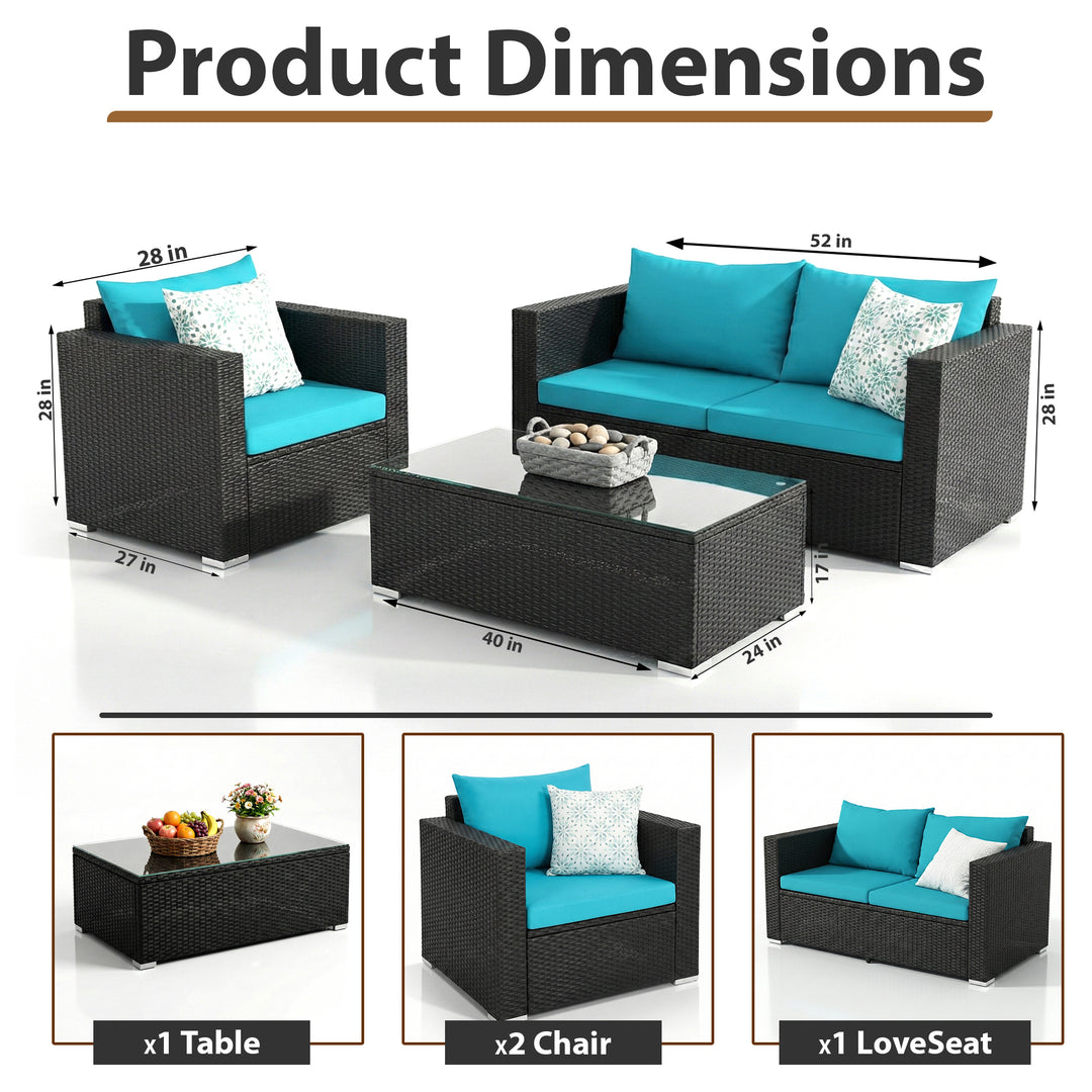 Carcamo Outdoor Sofa Set 2 Seater, 2 Single seater and 1 Center Table (Blue)