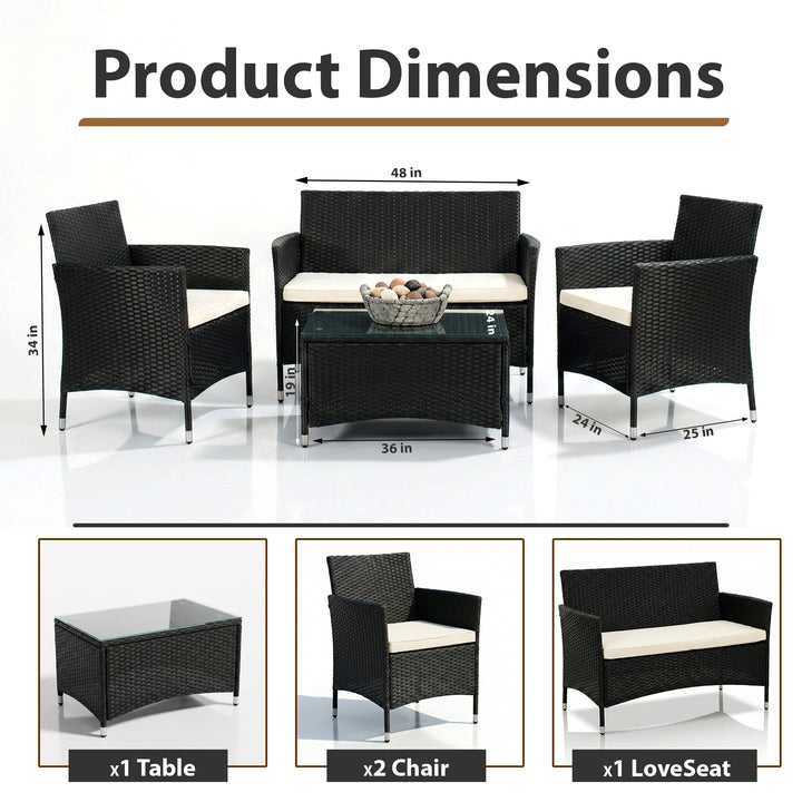 Unico Outdoor Sofa Set 2 Seater , 2 Single seater and 1 Center Table Set (Black)