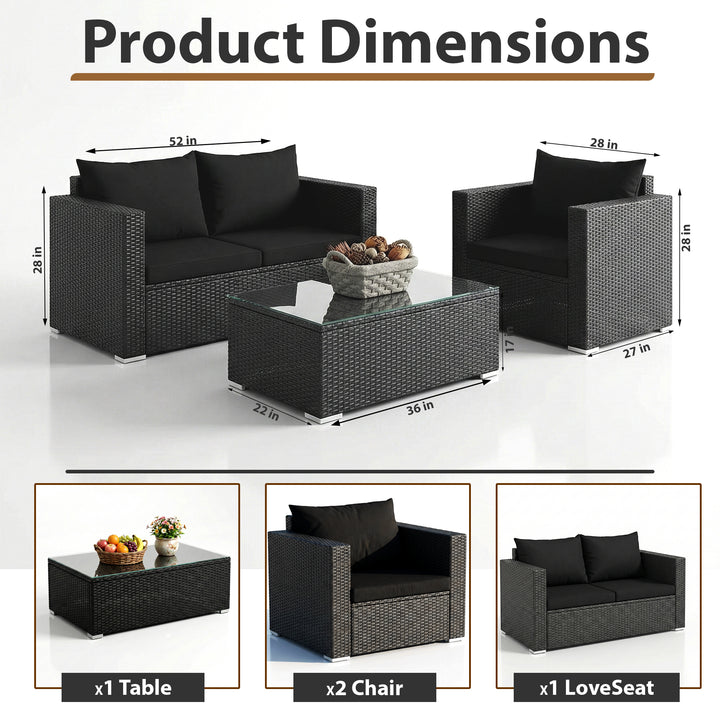 Gracia Outdoor Sofa Set 2 Seater, 2 Single seater and 1 Center Table (Black)
