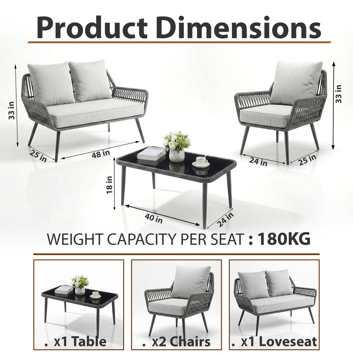 Alveré Outdoor Sofa Set 2 Seater, 2 Single seater and 1 Center Table