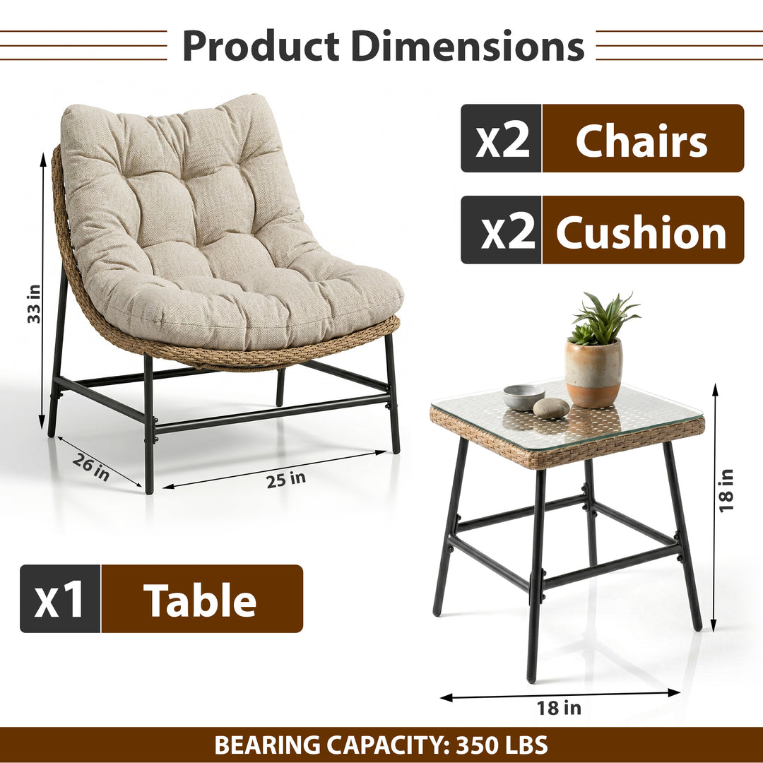 Keris Outdoor Patio Seating Set 2 Chairs and 1 table Set (Tan)
