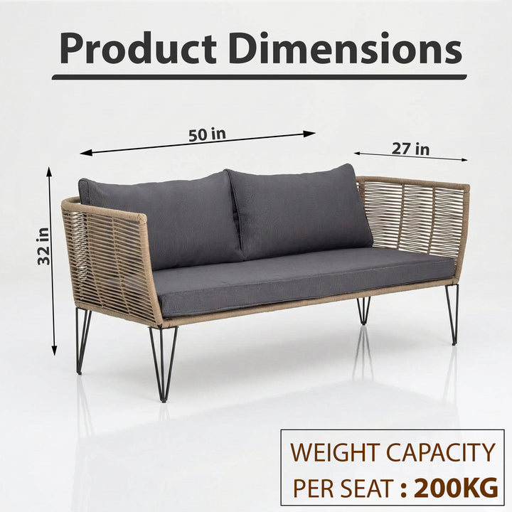 Oaka Outdoor Sofa 2 Seater (Beige) Braided & Rope