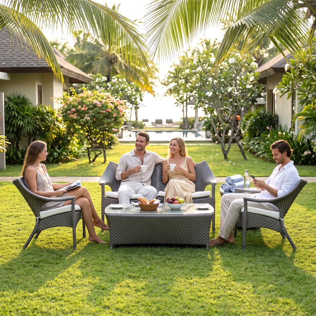 María Outdoor Sofa Set 2 Seater , 2 Single seater and 1 Center Table (Grey)