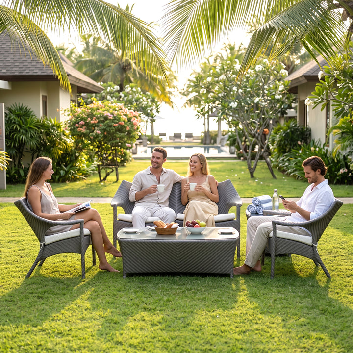 María Outdoor Sofa Set 2 Seater , 2 Single seater and 1 Center Table (Grey)