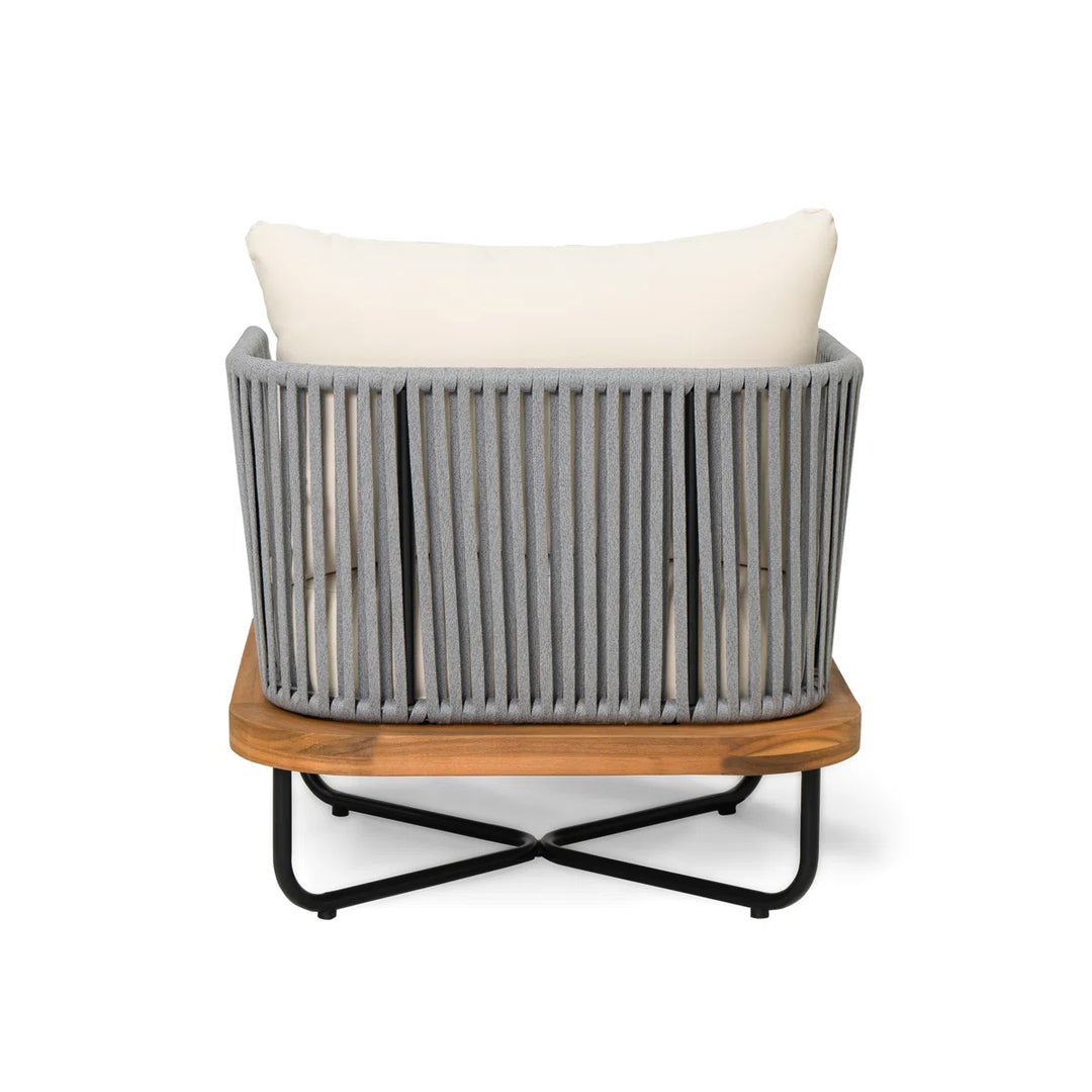 Logema Outdoor Garden Balcony Sofa Set 2 Seater,4 Single Seater With 1 Table Set, Braid & Rope (Grey + Beige)