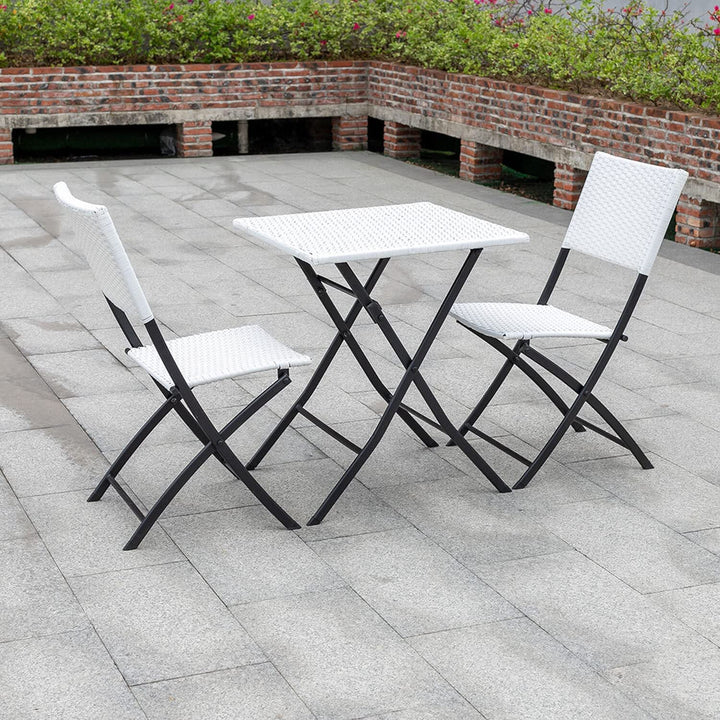 Ansgar Outdoor Patio Seating Set 2 Chairs and 1 Table Set (White)