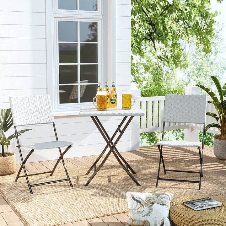 Ansgar Outdoor Patio Seating Set 2 Chairs and 1 Table Set (White)