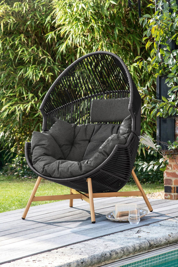 Olivo Single Seater Swing Basket For Balcony & Garden (Black)