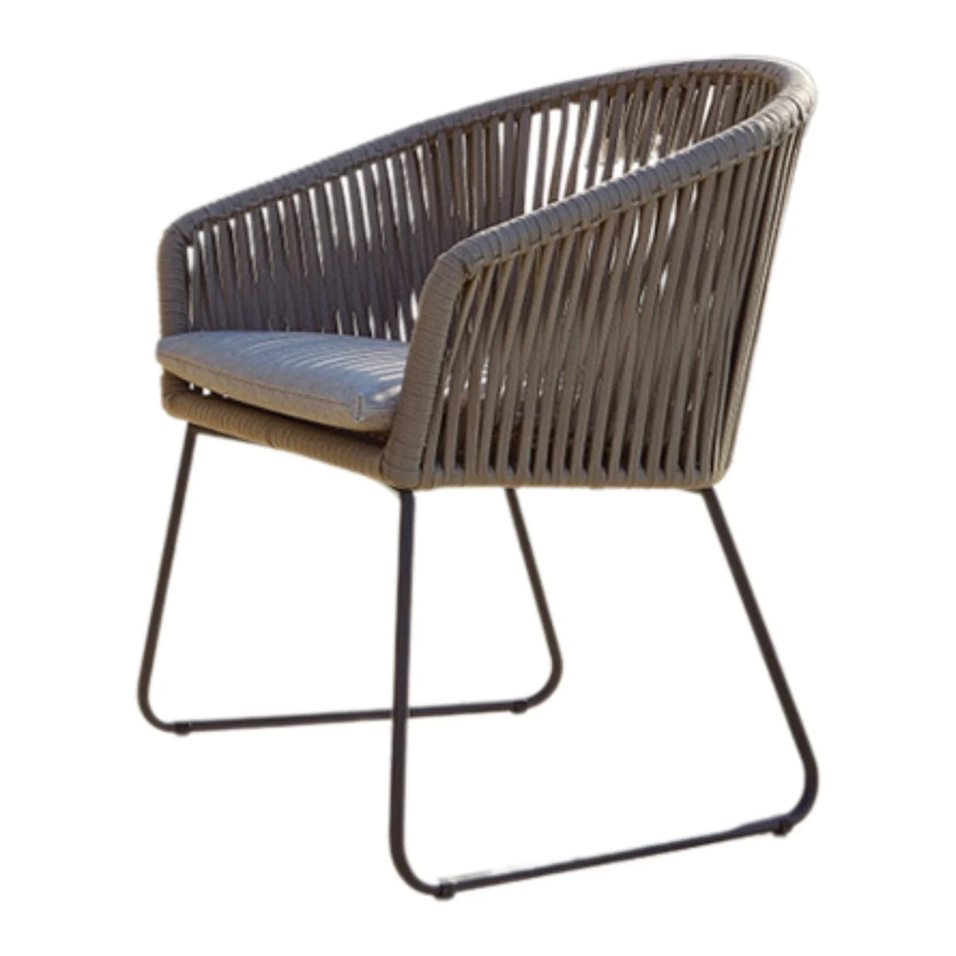 Vita Outdoor Garden Patio Dining Set 4 Chairs and 1 Table Set (Grey) Braided & Rope