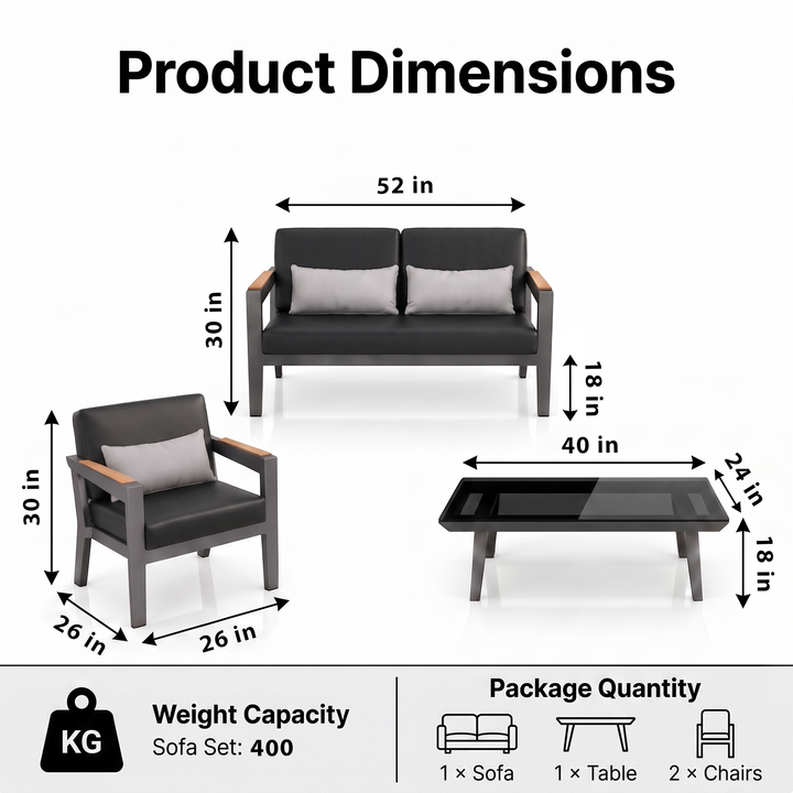 Trevisani Outdoor Sofa Set 2 Seater , 2 Single seater and 1 Center Table (Grey)