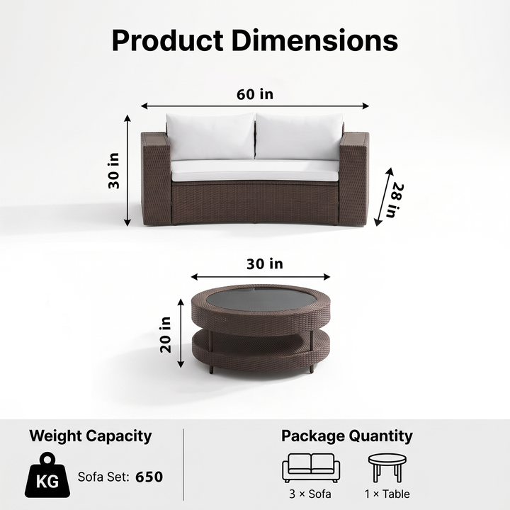 Vimi Outdoor Patio Sofa Set 6 seater and 1 Center Table