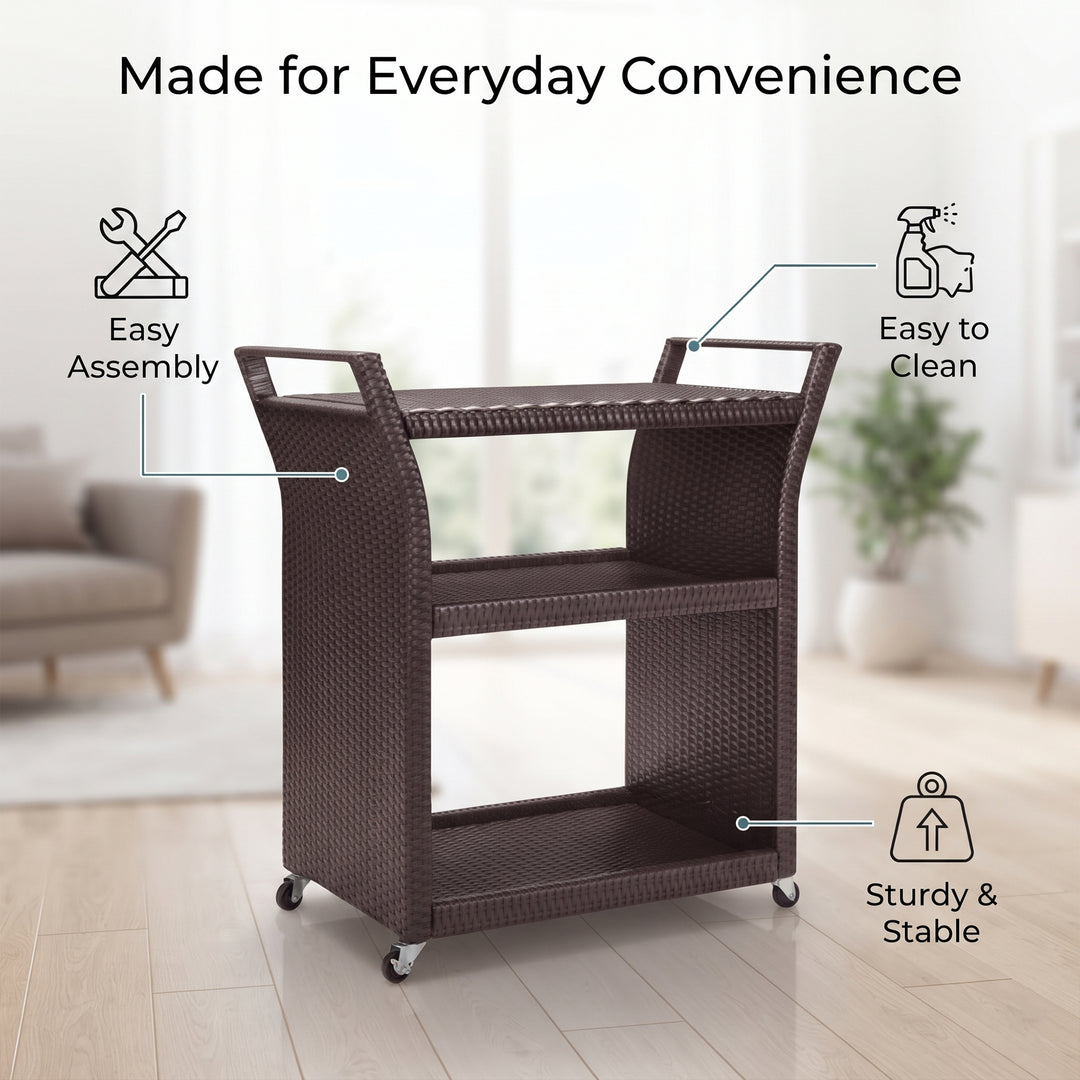 Hilde Outdoor Patio Bar Serving Cart (Brown)