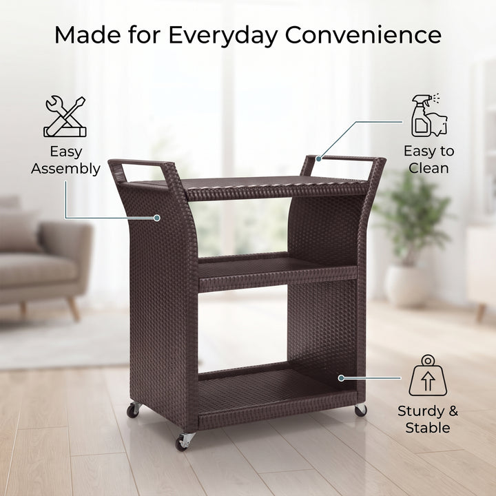 Hilde Outdoor Patio Bar Serving Cart (Brown)
