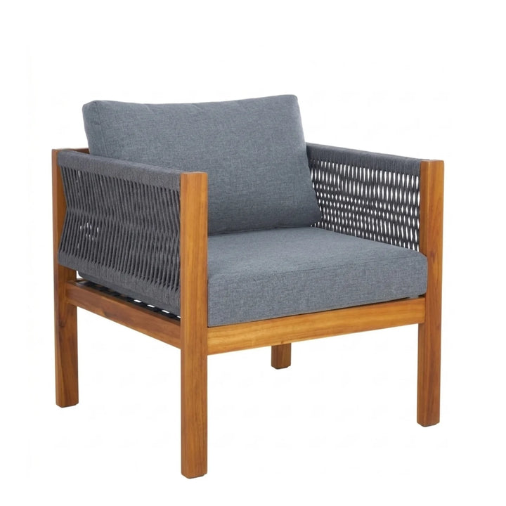 Loom Outdoor Garden Balcony Sofa Set 2 Seater , 2 Single Seater 1 Center Table Set (Grey) Braided and Rope