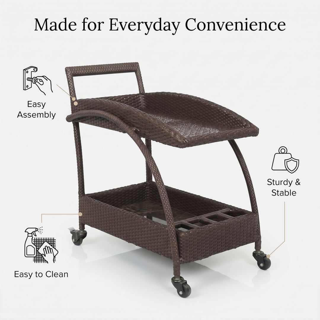 Ivon Outdoor Patio Bar Serving Cart (Brown)