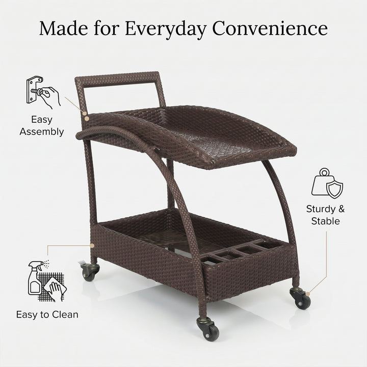 Ivon Outdoor Patio Bar Serving Cart (Brown)