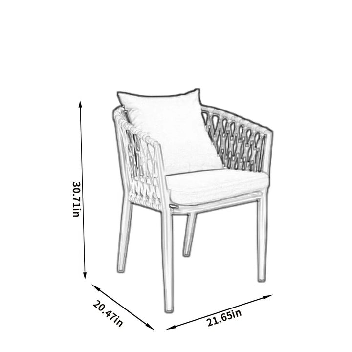 Ayla Outdoor Patio Seating Set 2 Chairs and 1 Table Set (Beige) Braided & Rope