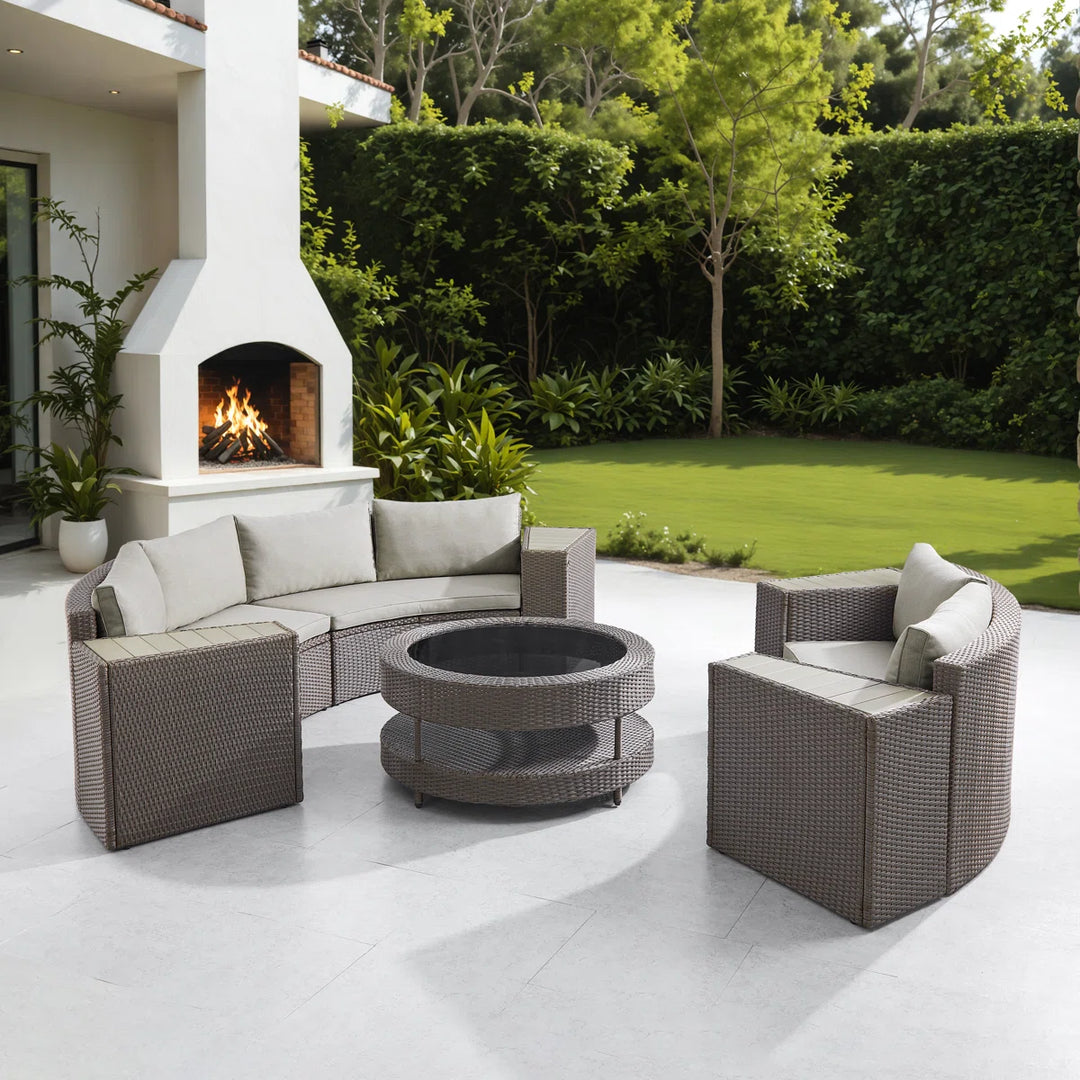 Vimi Outdoor Patio Sofa Set 6 seater and 1 Center Table (Dark brown)