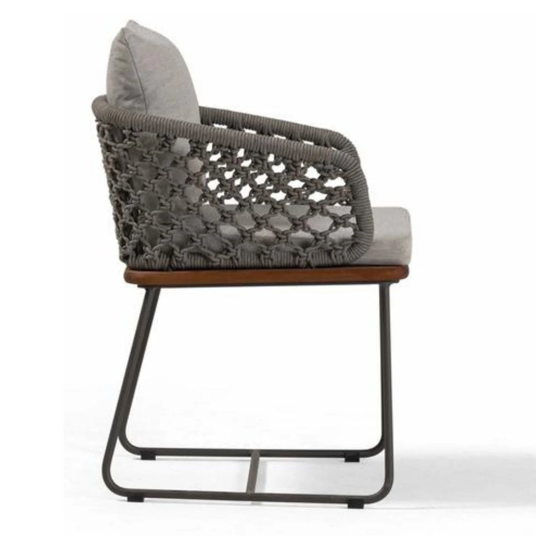 Grillo Outdoor Patio Seating Set 2 Chairs Set Braid & Rope(Grey)