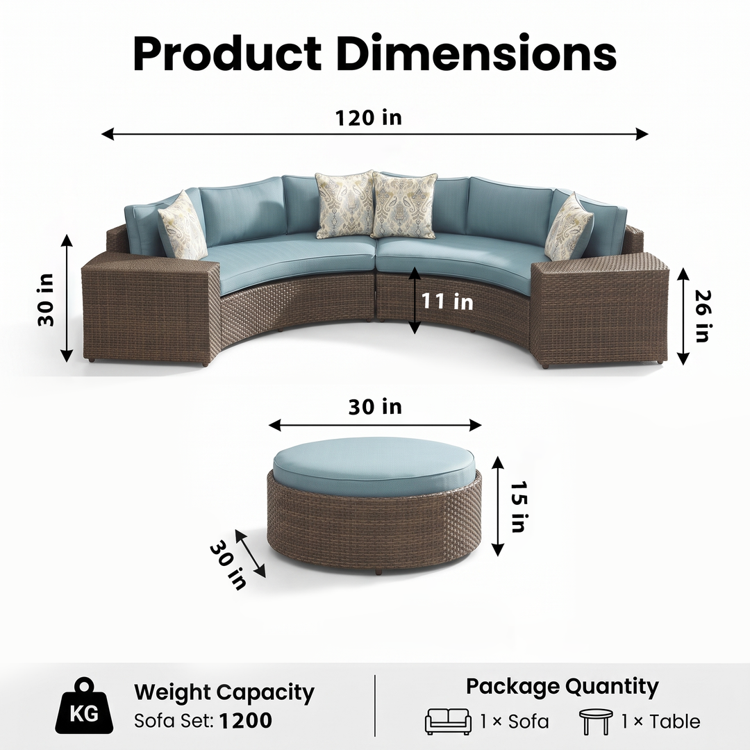 Zea Outdoor Sofa Set 4 Seater and 1 Center Table (Brown)
