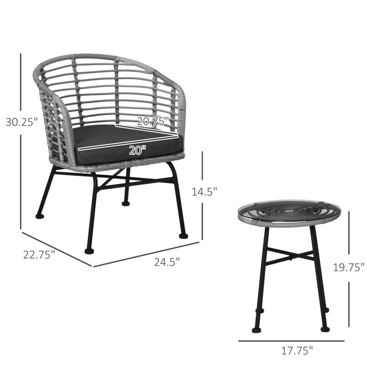 Apto Outdoor Patio Seating Set 2 Chairs and 1 Table Set (Grey)