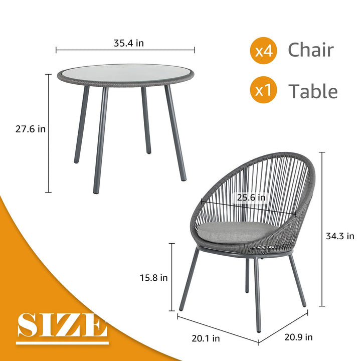 Votion Outdoor Patio Seating Set 4 Chairs and 1 Table Set