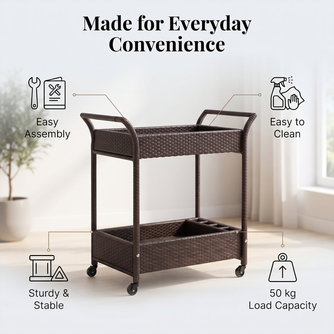 Avis Outdoor Patio Bar Serving Cart (Dark Brown)