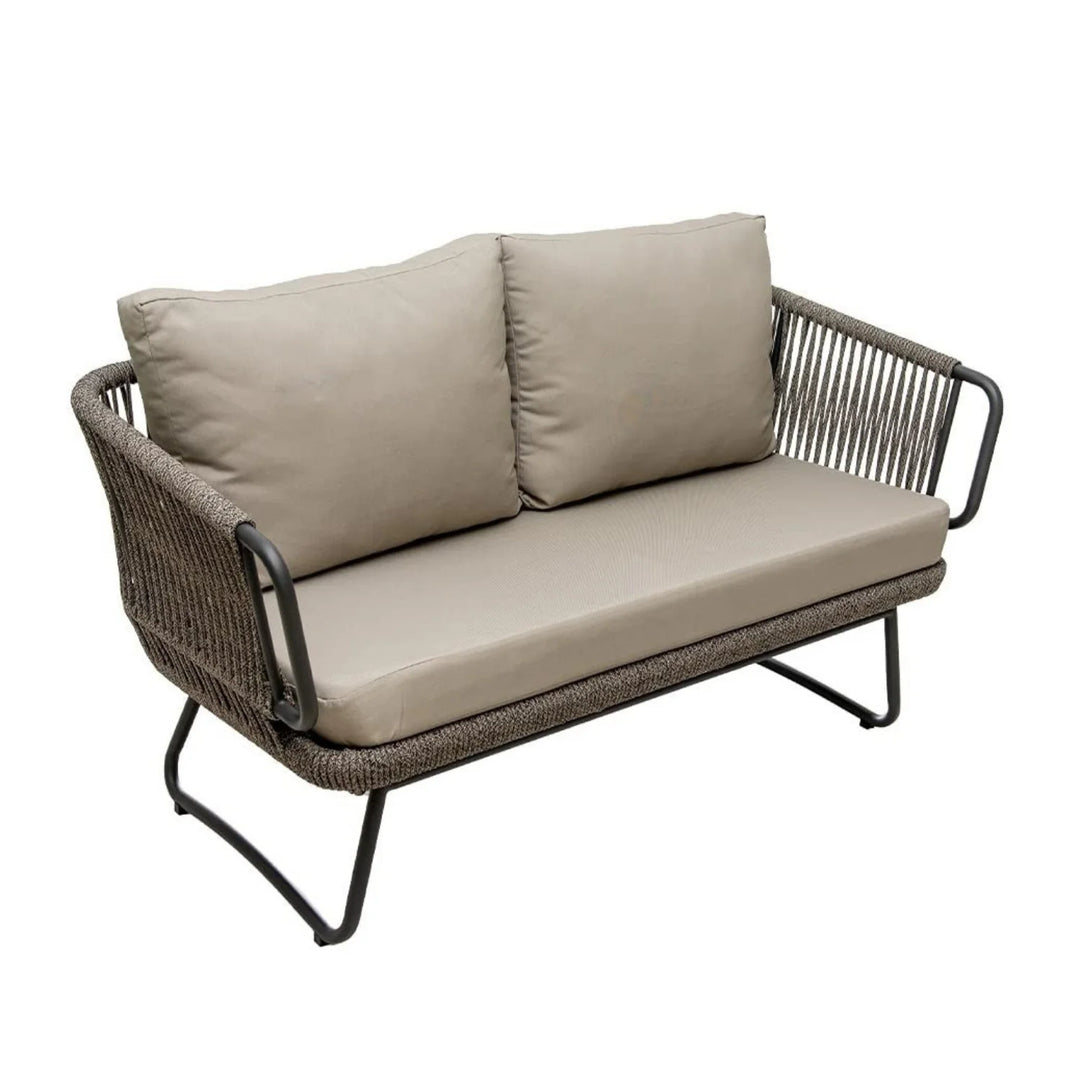 Pinon Outdoor Garden Balcony Sofa Set 2 Seater , 2 Single Seater 1 Center Table Set (Beige) Braided and Rope