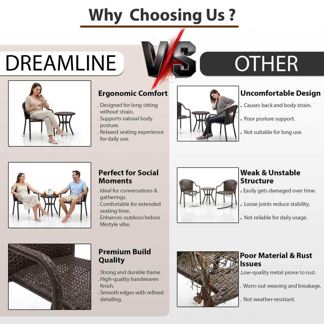 Bovina Outdoor Patio Seating Set 2 Chairs and 1 Table Set (Brown)