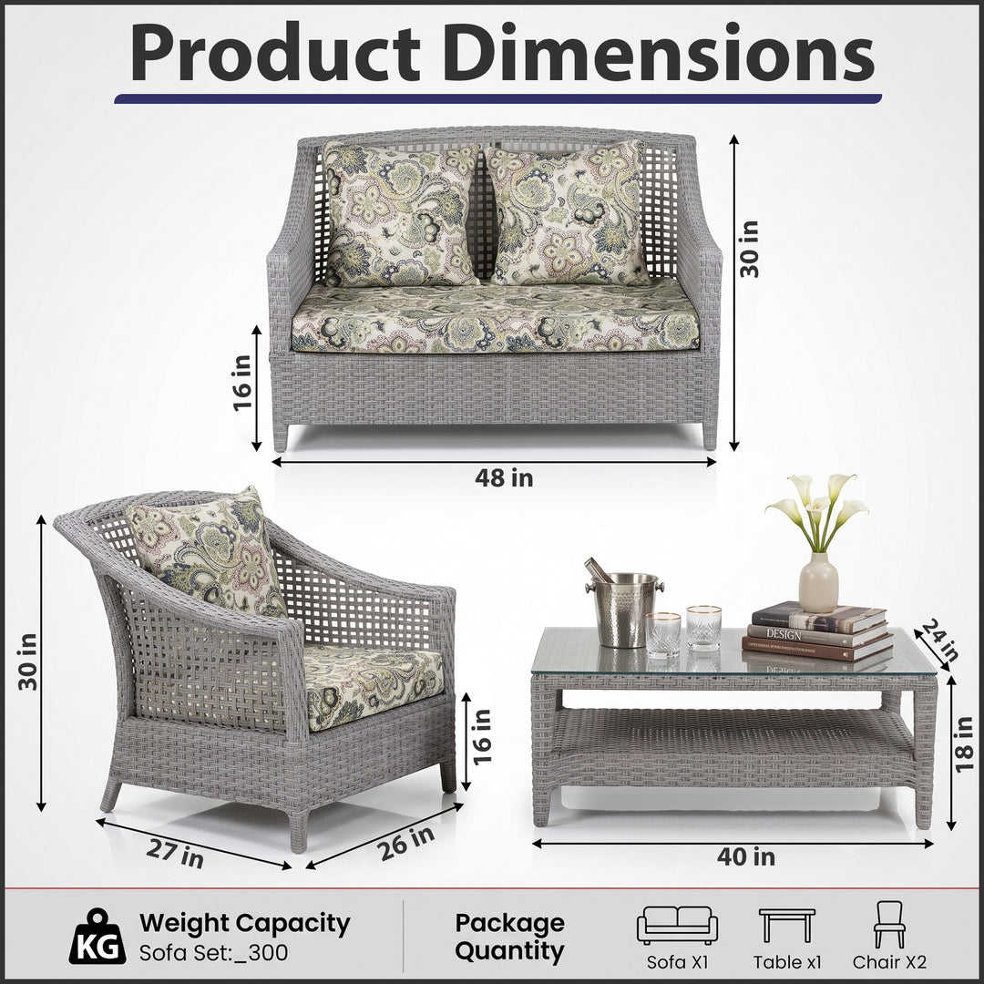 Bianchi Outdoor Sofa Set 2 Seater , 2 Single seater and 1 Center Table (Grey)
