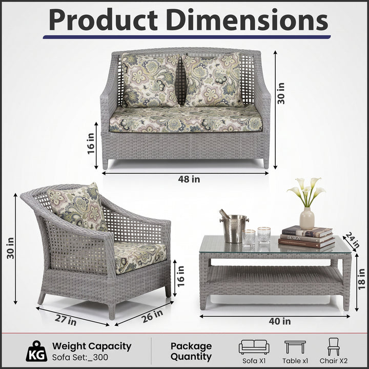 Bianchi Outdoor Sofa Set 2 Seater , 2 Single seater and 1 Center Table (Grey)