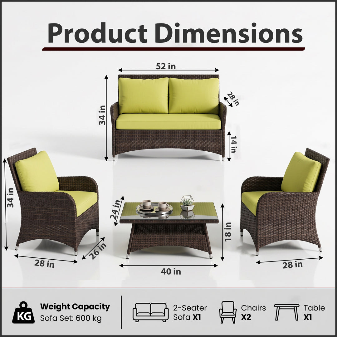 Italo Outdoor Sofa Set 2 Seater , 2 Single seater and 1 Center Table (Brown)