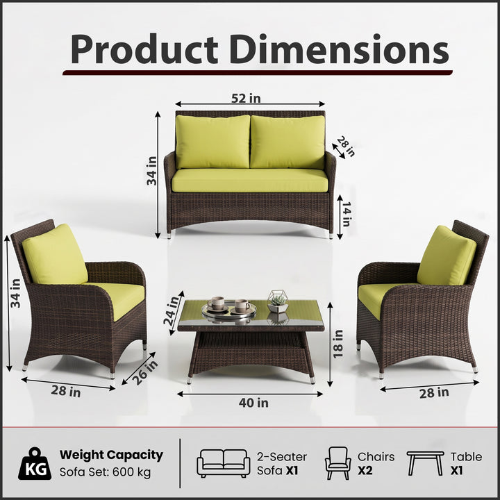 Italo Outdoor Sofa Set 2 Seater , 2 Single seater and 1 Center Table (Brown)