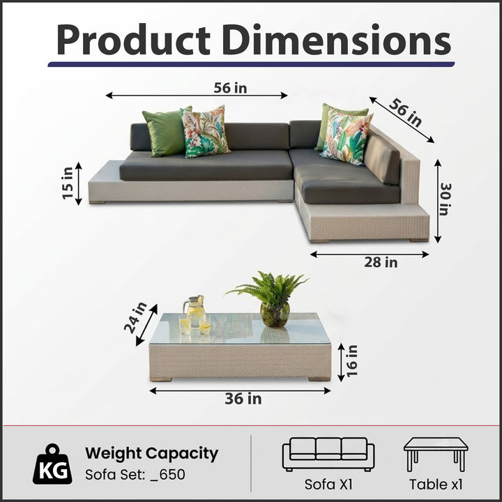 Alison Outdoor Sofa Set 2 Seater Right Sofa, 2 Seater Left Sofa and 1 Center Table