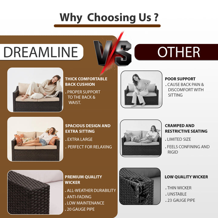 GRAVITO Outdoor Sofa Set 2 Seater, 2 Single seater and 1 Center Table (Brown)