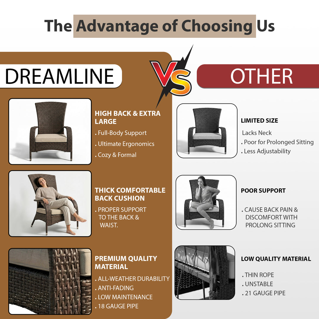 Vivero Outdoor Garden Balcony Single Seater Sofa (Brown)