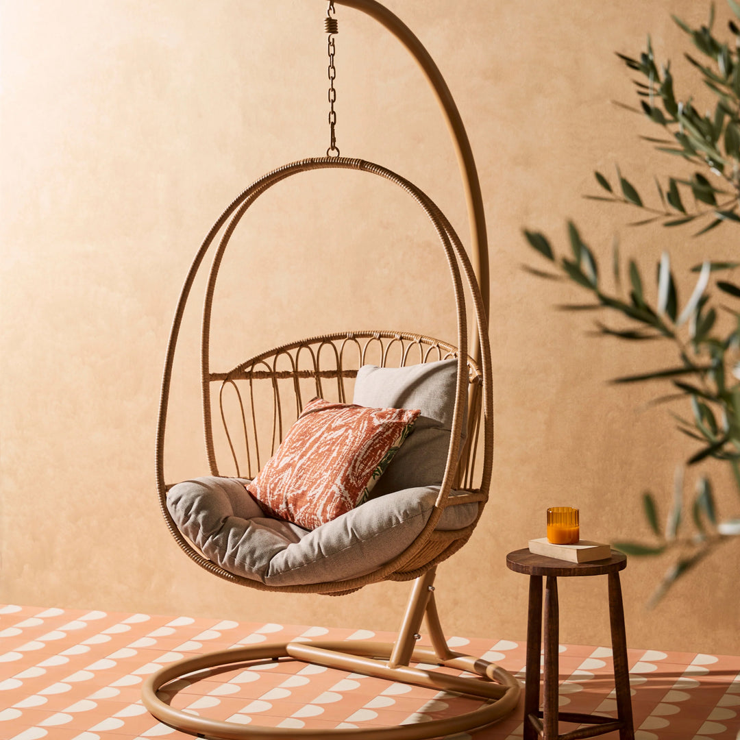 Felice Single Seater Hanging Swing With Stand For Balcony , Garden (Honey)