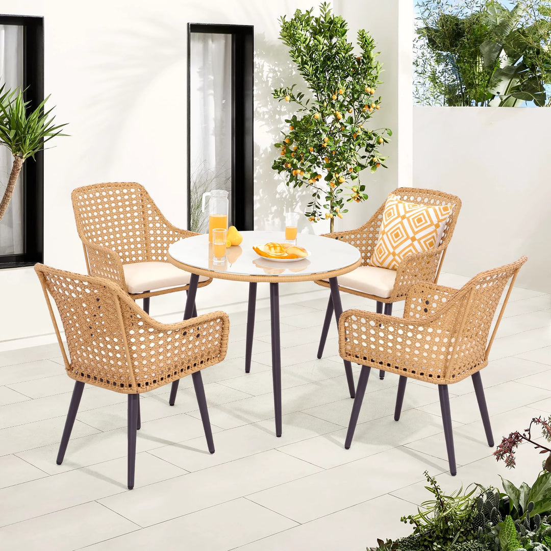 Nano Outdoor Patio Seating Set Chairs and Table Set (Tan)