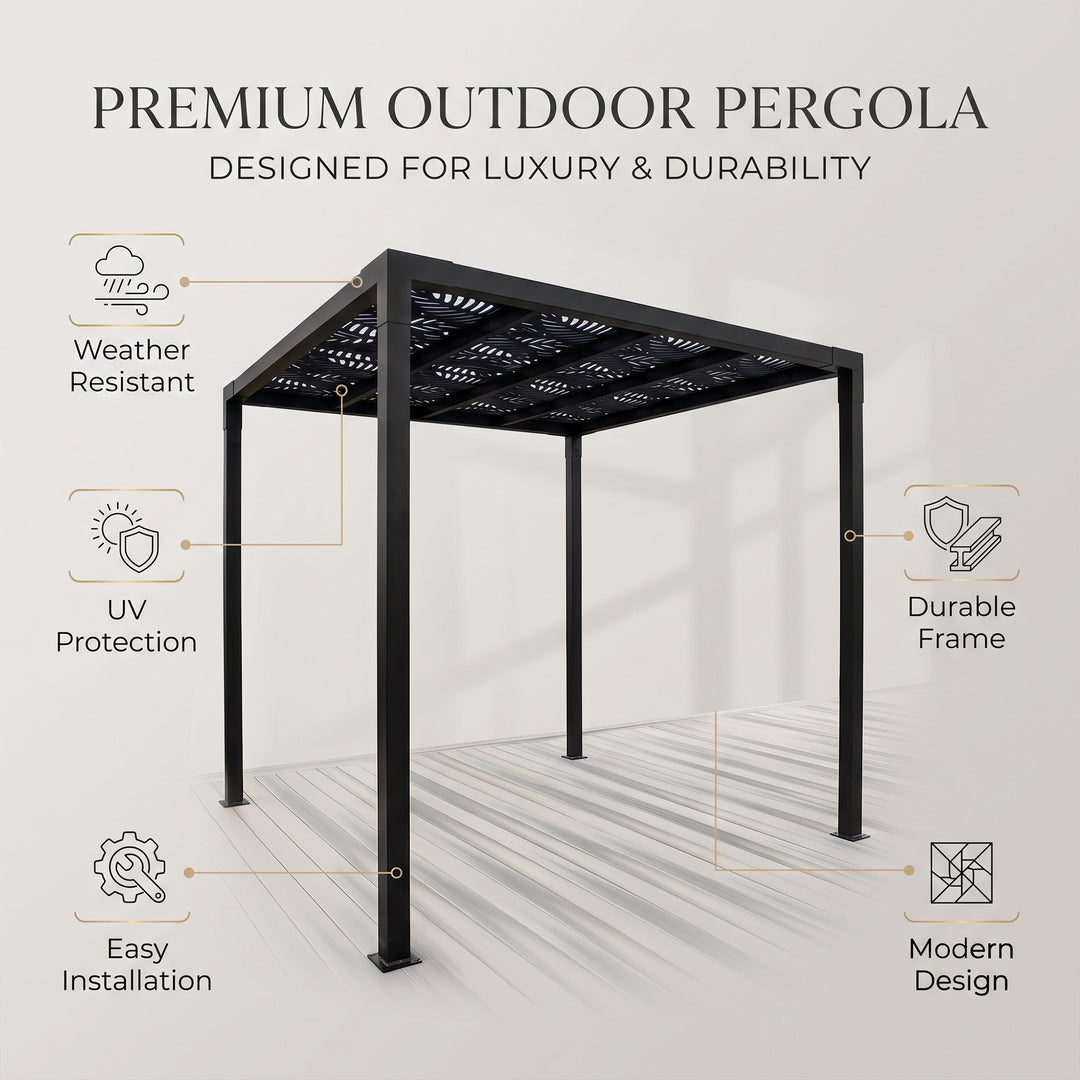 Perlita Outdoor Pergola For Garden ,Terrace (Black)