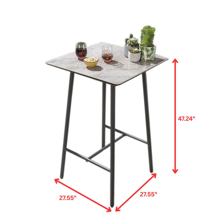 Pico Outdoor Patio Bar Set 4 Chairs and 1 Table Set (Black) Braided & Rope