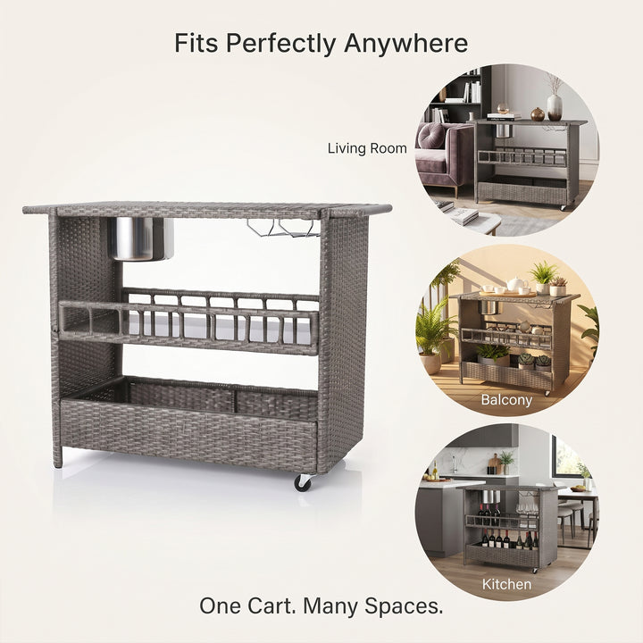 Sasc Outdoor Patio Bar Serving Cart (Grey)