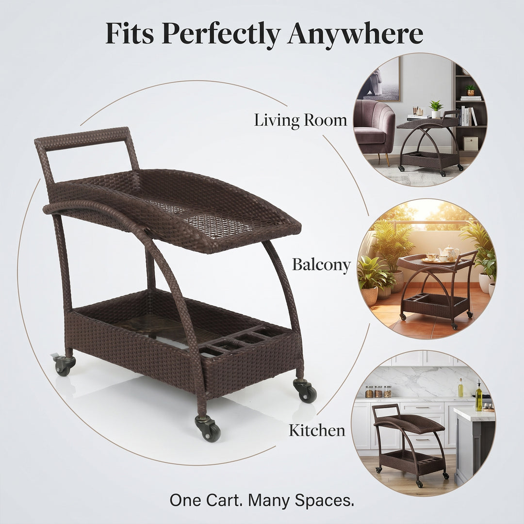 Ivon Outdoor Patio Bar Serving Cart (Brown)