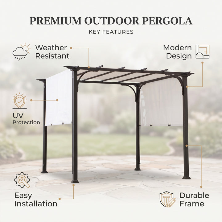 Briana Outdoor Pergola For Garden,Terrace (Black)