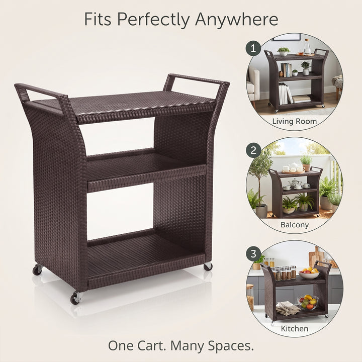 Hilde Outdoor Patio Bar Serving Cart (Brown)