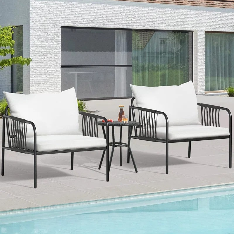 Rulos Outdoor Patio Seating Set 2 Chairs and 1 Table Set (Black)