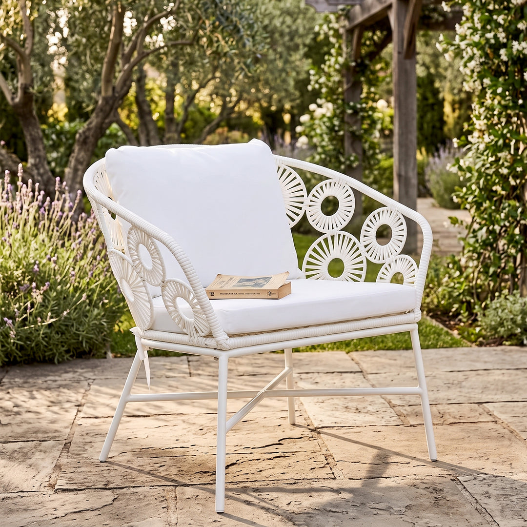 Alban Outdoor Garden Balcony Single Seater Sofa (White)