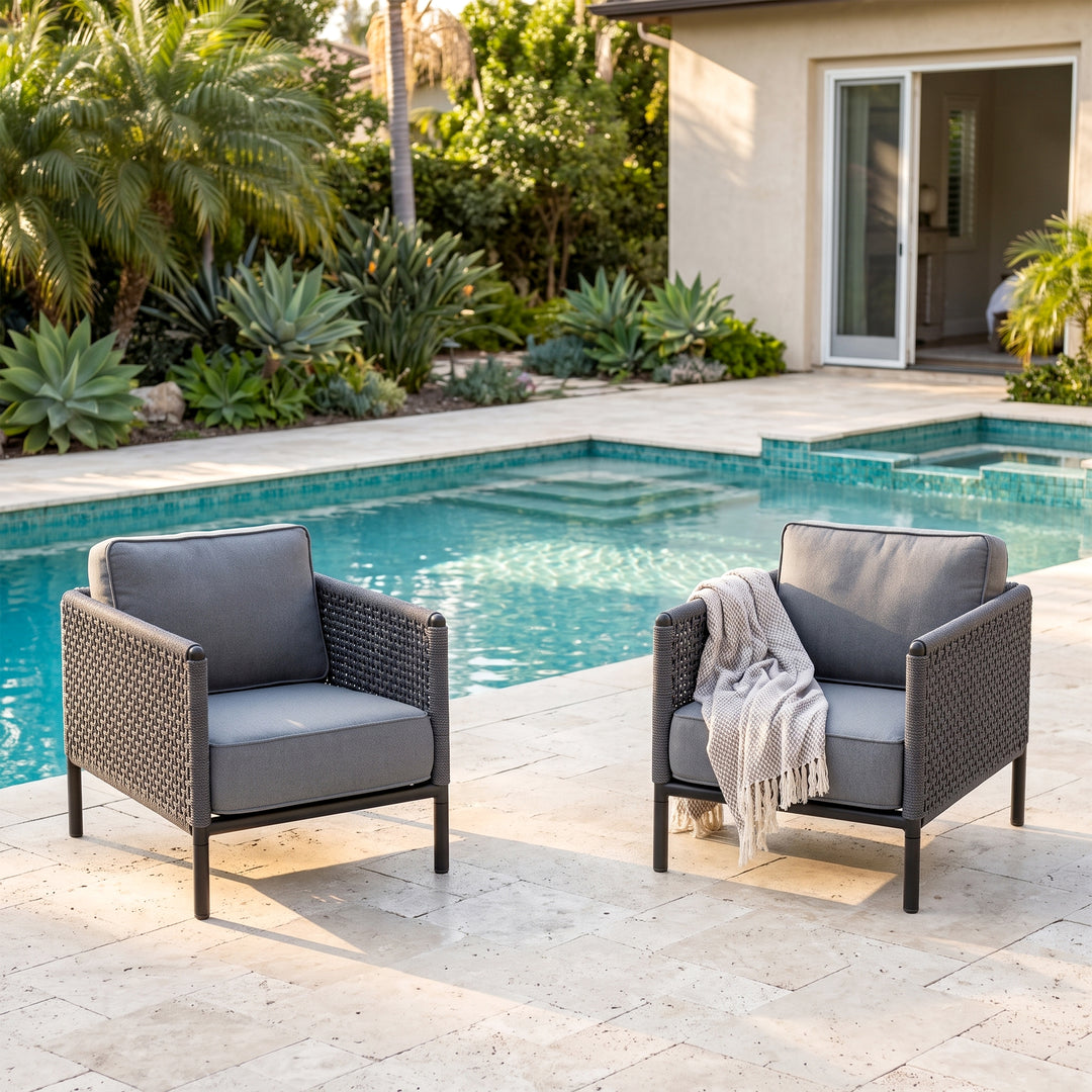 Alp Outdoor Sofa Set 2 Single seater (Grey) Braided & Rope